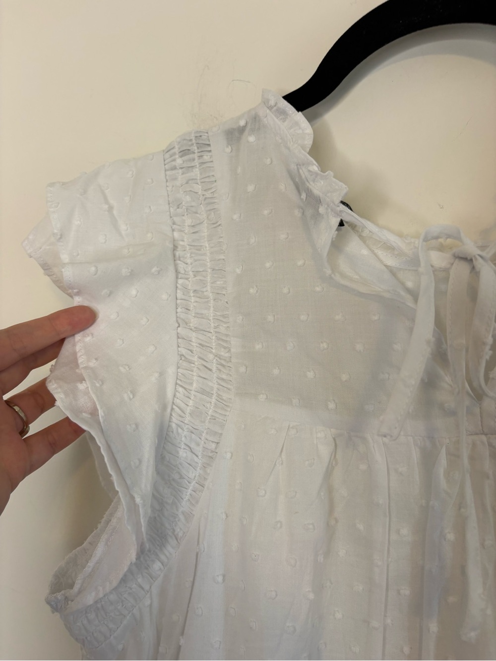 Who What Wear 100% Cotton White Swiss Dot Babydoll Cottagecore Dress Size Large - Picture 8 of 9